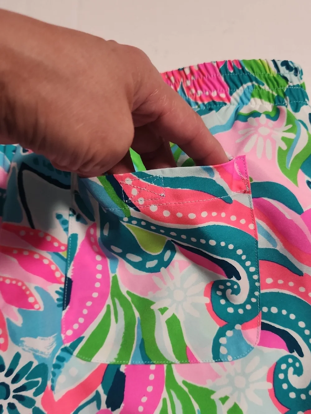 Lilly Pulitzer Luxletic Floral Print Athletic Shorts - Pink & Aqua - Picture 9 of 9